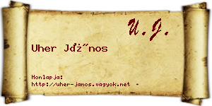 Uher János névjegykártya